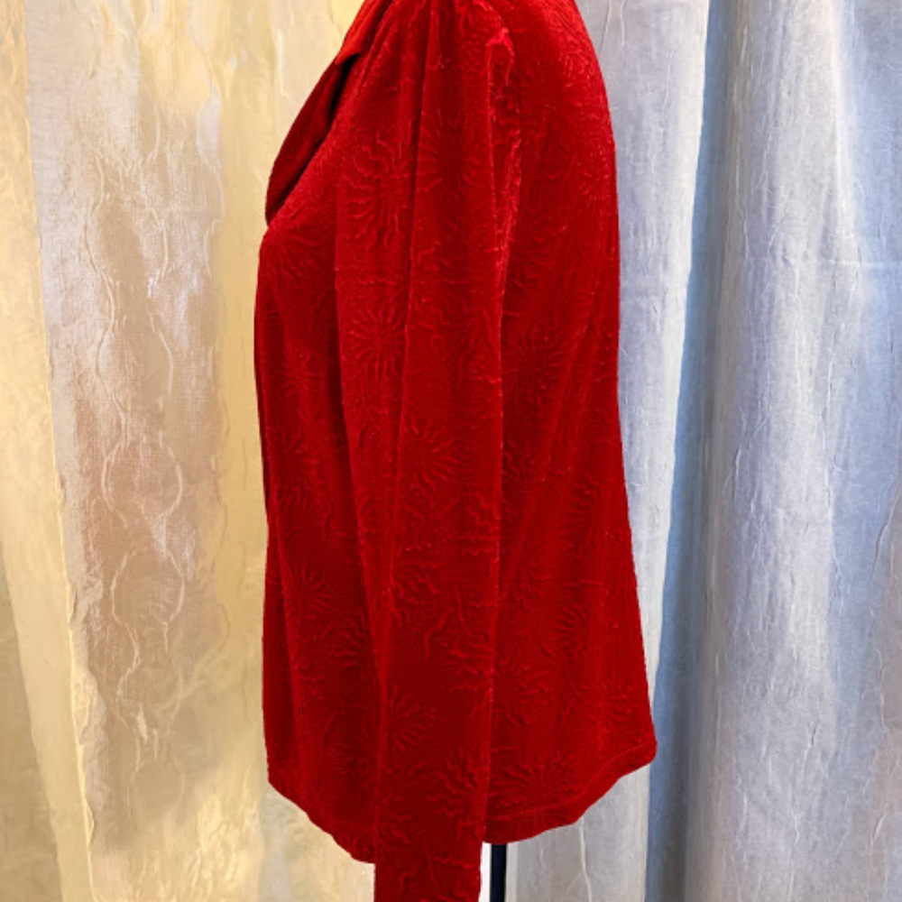 Red Sun Pattern Button Down Blouse - image 3